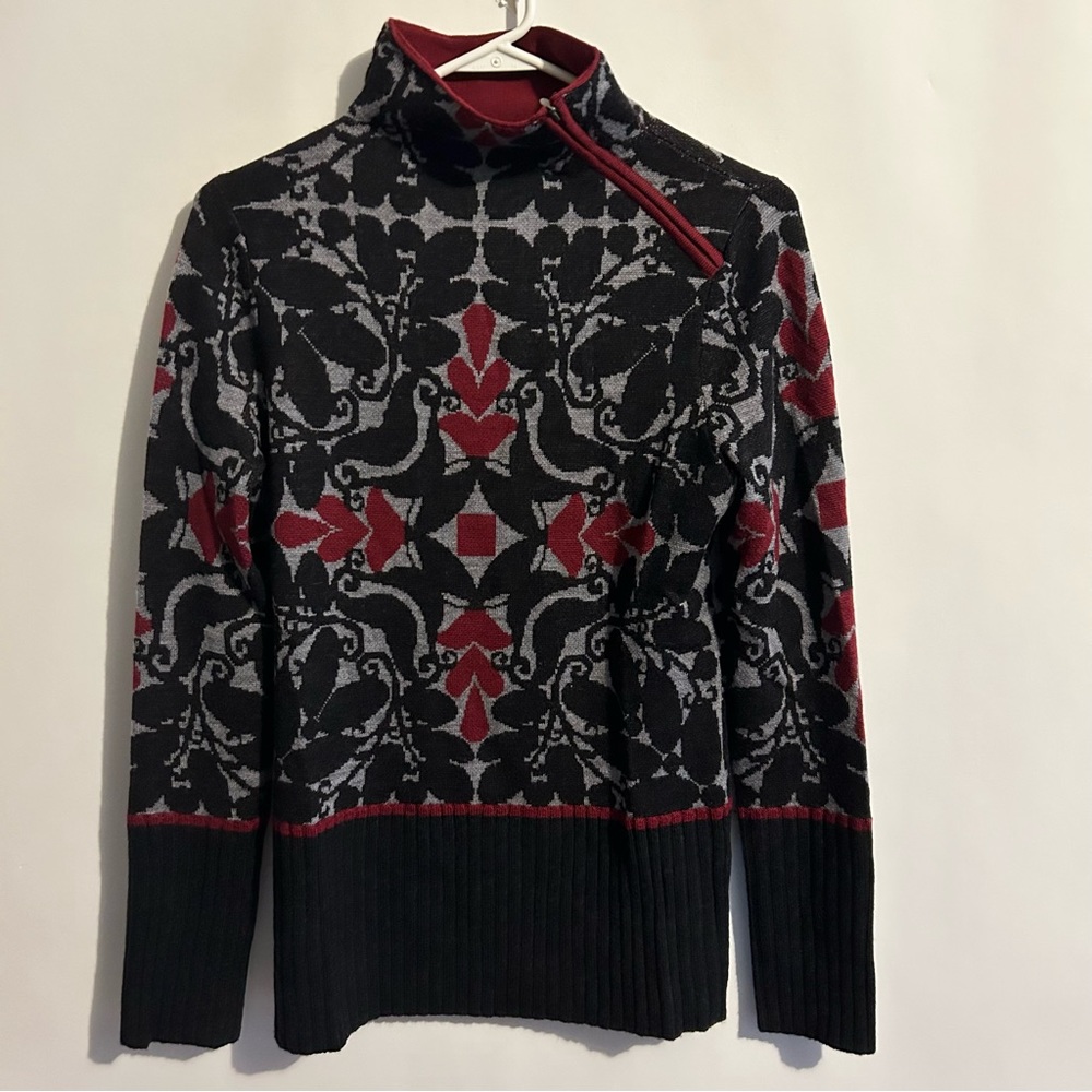 Krimson Klover 100% Wool Sweater Skiing Winter Hearts Size Medium